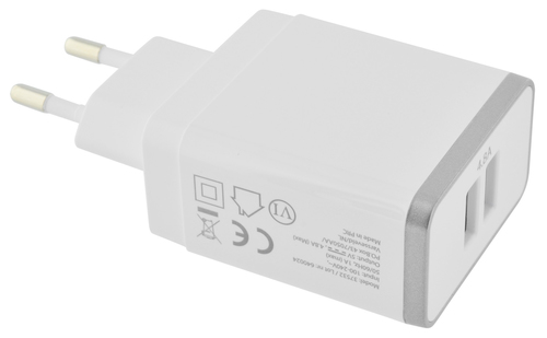 Wall Charger Dual USB 4.8A + Lightning Cable White - Foto 1