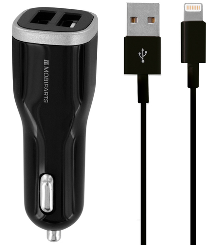 Car Charger Dual USB 2.4A + Lightning Cable Black - Foto 2