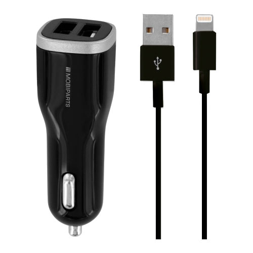 Car Charger Dual USB 2.4A + Lightning Cable Black - Foto 5
