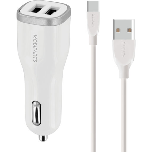 Car Charger Dual USB 4.8A + USB-C Cable White - Foto 3