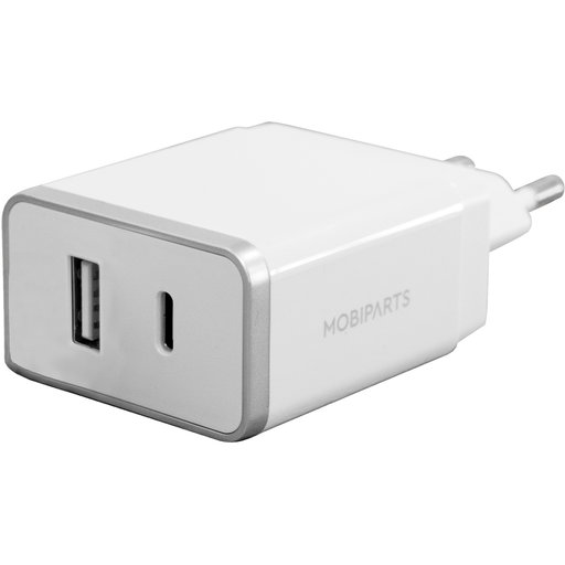 Mobiparts Wall Charger Dual USB-A en USB-C 2.4A White