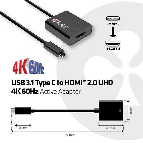 USB 3.1 Type C to HDMI 2.0 Active Adapter - Foto 3